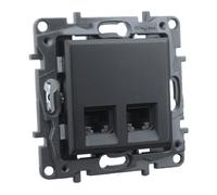 Enchufe de ordenador 2xRJ45 CAT5e negro Niloe Step 2472