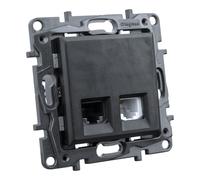Enchufe de ordenador RJ45 + enchufe de teléfono RJ11 negro Niloe Step 2359