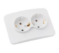 Enchufe de Pared 16 Tipo Alemán 250 V 2 Puertos | ABS y Cobre, Acabado Blanco Moderno, para Aula y Hotel, Carga Pequeños Aparatos y Tabletas
