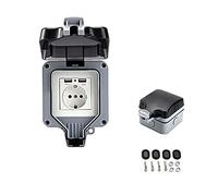 Enchufe de pared doble para exteriores con USB resistente al agua con caja de pared (individual)