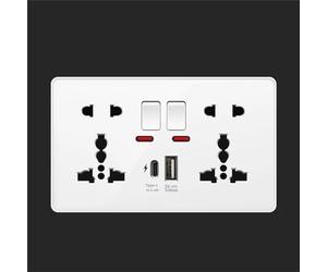 Enchufe De Pared Estándar Doble 13A Universal 3Pin 5Pin Con Tipo C USB 5V 3.1A Cargador Rápido Tipo C Tomas De Corriente W Double UN5PinTypeC