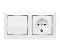 Enchufe de Schuko con Interruptor, Enchufe de Pared, Toma de Corriente Doble, Enchufe y Interruptor para Montaje en Superficie, 10AX,16A,250V, Ideal para el Hogar y la Oficina