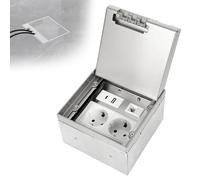 Enchufe de suelo invisible empotrado, de acero inoxidable, empotrable, multiusos, con tapa, resistente al agua y al polvo, color acero inoxidable (2 AC+1USB 1USB-C+1CAT6)