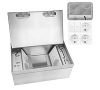 Enchufe de Suelo Oculto, 4000 W/16 A con 3 Tomas EU y 2 Puertos RJ45, Caja de Acero Inoxidable, Impermeable para Cocina, Salón, Oficina