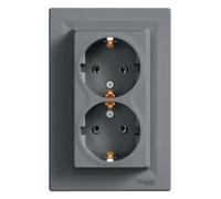 Enchufe doble Asphora SCHUKO acero con marco EPH9900162