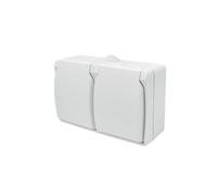 Enchufe doble con conexión a tierra AQUA PLUS IP54 BLANCO 40225