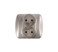 Enchufe doble de aluminio 16A IP20 Simon Akord AGZ2/26