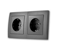 Enchufe doble FLAIR antracita, 250V/16A, conexión por tornillo, apto para caja de empotrar