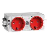 Enchufe doble Hager con sistema Wago, modelo GS20003020, color rojo intenso