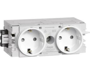 Enchufe doble Hager con sistema Wago, modelo GS20009016, perfil en C, color blanco tráfico
