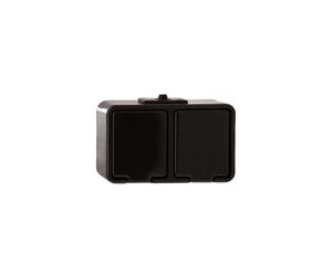 Enchufe doble hermético con/u 16A IP44 negro cedro NT230H05