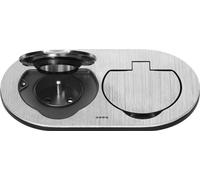 Enchufe doble hermético, de forma oval, con grado de protección IP55, color plateado