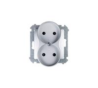 Enchufe doble Simon 54 b/u 16A IP20 plata mate DG2MZ.01/43