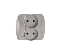 Enchufe doble/U aluminio 16A IP20 Simon Akord AG2/26