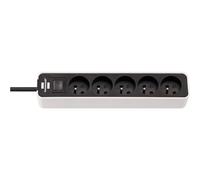 Enchufe ecolor 5 enchufes blanco/negro 1,50 m h05vv-f 3g1,5
