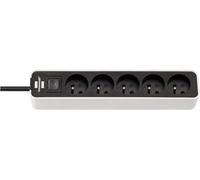 Enchufe ecolor 5 enchufes blanco/negro 1,50 m h05vv-f 3g1,5