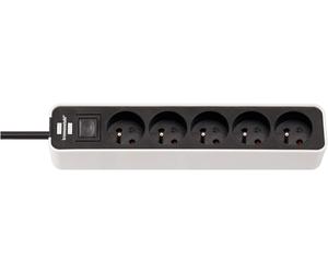 Enchufe ecolor 5 enchufes blanco/negro 1,50 m h05vv-f 3g1,5