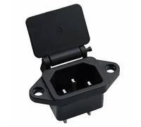 Enchufe empotrable para aparatos fríos, Conector Eléctrico C-14 con tapa, 10 A/250 V, con 2 agujeros, fijación de marco, soldadura o conexión de enchufe de 4,8 mm