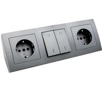 Enchufe empotrado con interruptor - 2 enchufes, 16A - Color antracita