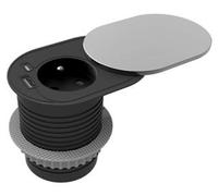 Enchufe empotrado con tapa deslizante ORNO OR-GM-9042/G, 1x230V y 2xUSB (tipo C; PD20W), 1,9 metros, color plateado