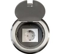 Enchufe empotrado para suelo, enchufe para suelo, enchufe de 1 x Schuko, acero inoxidable, para suelo y pared, caja para suelo