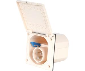 Enchufe exterior WAMОВО para uso en Europa, color beige, resistente a salpicaduras, 200-240V, 16A, 3 polos, IP44, para caravanas y autocaravanas