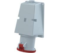 Enchufe hembra CEE de 63 amperios, de pared, con 4 polos (3P+PE), codificación 6h, color rojo, para voltajes de 380/415V y frecuencias de 50 y 60Hz. Unidad: 1 pieza