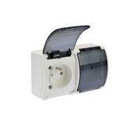 Enchufe doble con/u hermético n/t IP44 blanco con solapa 162-51