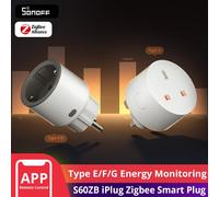 SONOFF S60ZB UE/Reino Unido iPlug Zigbee enchufe inteligente dispositivo enrutador ZIgbee protección contra sobrecarga monitoreo de energía Control del temporizador a través de Alexa