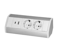 Enchufe para muebles de 2 enchufes y USB-A y USB-C blanco cable de 0,6 m - Enchufe para escritorio, cocina y oficina - 3680 W, 230 V, IP20 - Regleta de enchufes múltiple