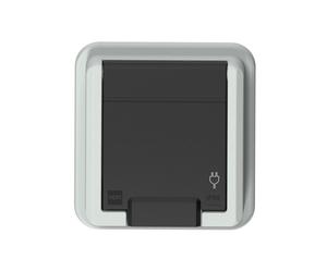 ENCHUFE PT GRIS 1X Z/U CON TAPA IP55 ABRAZADERAS AQUANT 5041-70