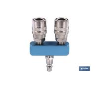 Enchufe rápido con 2 salidas | Distribuidor conector neumático con 2 salidas para instalaciones neumáticas | Conector rápido tipo europeo para mangueras neumáticas
