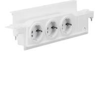 Enchufe Schuko Hager Volta VZ00HW, triple, giratorio, para instalación en pared