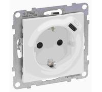 Enchufe Schuko Legrand SEANO con puerto USB-C y terminales de conexión, color: blanco ultra, 1 unidad.