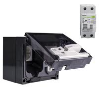 Enchufe Schuko para vehículos eléctricos, con protección IP54, y disyuntor diferencial/de fuga de 20A y 16A