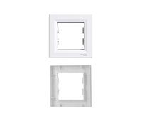 Enchufe Schuko, regulador de intensidad, interruptor, pulsador, TV SAT, VDE ((23) - Marco de 1 compartimento)