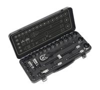 Enchufe Set 28pc 1.3cmD 6pt Walldrive Métrico Black Series en Caja Sealey AK7972
