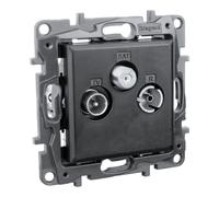 Enchufe TV-R-SAT paso negro 14 dB Niloe Step 3011