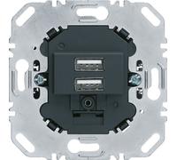 Enchufe USB Berker, 230V, modelo 260205, doble, 3.0A, con aro de sujeción rectangular, color antracita
