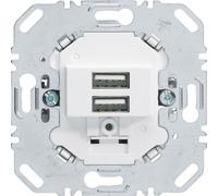 Enchufe USB Berker, 230V, modelo 260209, doble, 3.0A, con aro de sujeción rectangular, color blanco polar