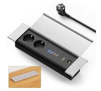 Enchufes Empotrable Mesa con USB C PD30W, Enchufe Empotrable con 4 USB HDMI RJ45, Regleta Empotrable con Tapa para Escritorio, Cocina, Oficina, Cable de 2 m, 2400 W/10 A