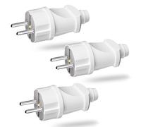 Enchufes Schuko 3 Piezas, Enchufes Schuko Macho de 250 V/16 A, Clavija Enchufe Macho, Schuko con Contacto de Protección(Blanco)