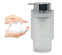 Encimera Bomba de Lavado a Mano Transparente 11 onzas for baño, rellenable, líquido, decoración Vintage Decoración Vintage para el baño(Clear with Silver Pump)