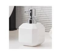 Encimera Botella de Bomba Contenedor plástico Manual Loción Cuadrada Decoración baño Vintage Decoración Vintage para el baño(White+Silver Pump)