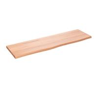 Encimera de baño madera maciza tratada marrón claro 100x30x2 cm