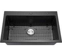 Encimera de cocina de 84 cm, fregadero de granito para instalación encastrada, fregadero empotrable con un solo seno y accesorios, ideal para cocinas de vehículos recreativos, cocinas auxiliares y bar