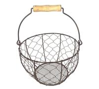 Encimera del tenedor de huevos frescos, cesta de recolección de huevos de alambre con asa