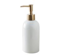 Encimera Dispensador de jabón cerámica, Botella loción 400ml con Bomba for baño y Cocina Decoración Vintage para el baño(White)