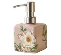 Encimera Dispensador de jabón cerámica con Forma cúbica Hecho a Mano for baño, Cocina y Ducha Decoración Vintage para el baño(Camellia Pink)