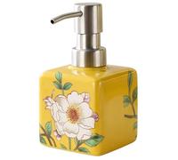 Encimera Dispensador de jabón cerámica con Forma cúbica Hecho a Mano for baño, Cocina y Ducha Decoración Vintage para el baño(Camellia Yellow)
